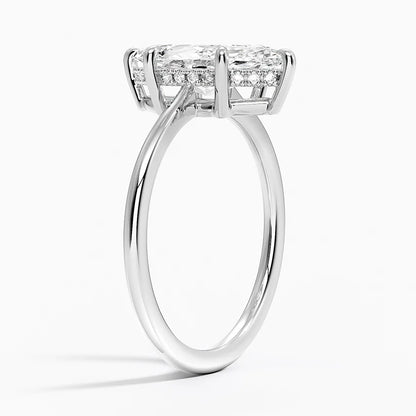 2.10 Marquise Kesim Hidden Halo Tasarım Tektaş Laboratuvar Pırlanta Yüzük - Tilora