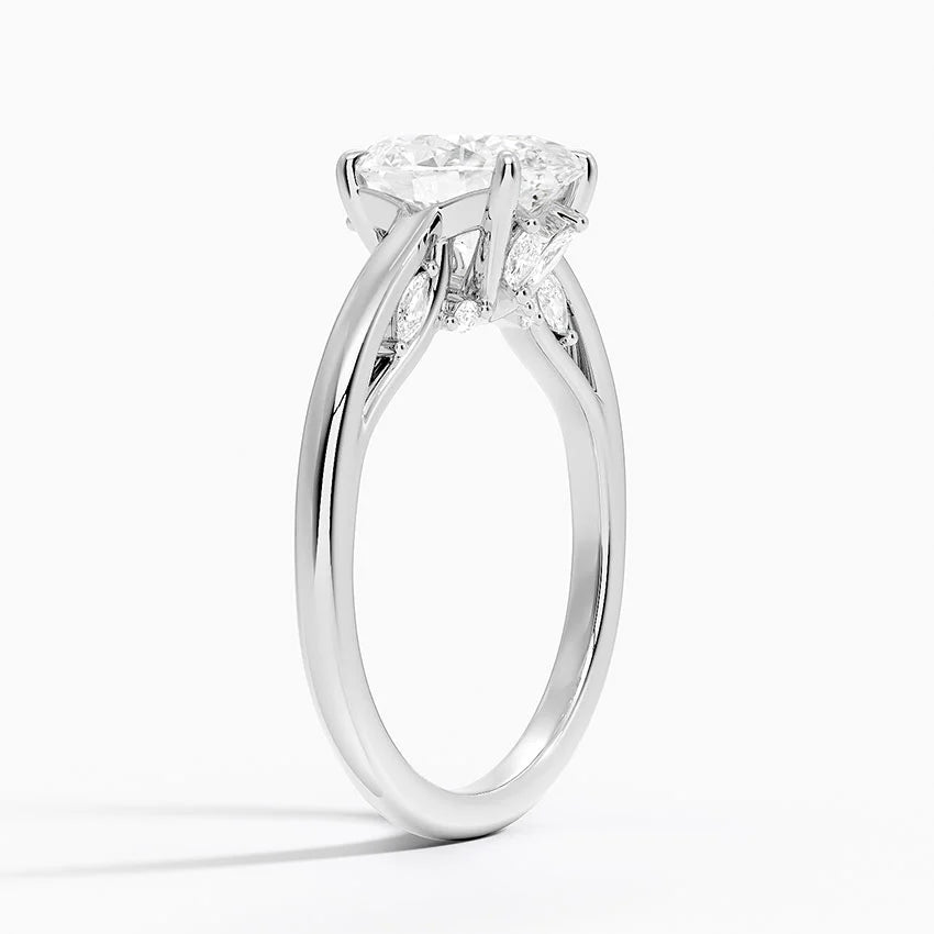 2.30 Oval Kesim Hidden Halo Tasarım Tektaş Laboratuvar Pırlanta Yüzük - Dalara