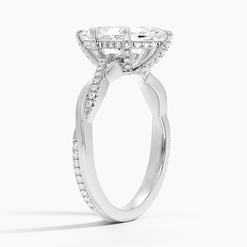 2.25 Karat Marquise Kesim Hidden Halo Tasarım Tektaş Laboratuvar Pırlanta Yüzük  - Riga
