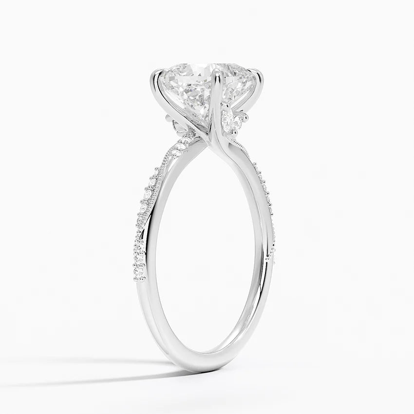 2.25 Karat Cushion Kesim Hidden Halo Tasarım Tektaş Laboratuvar Pırlanta Yüzük 18K  - Melora - Bold Diamonds