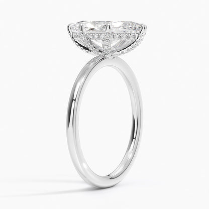 1.60 Carat Princess Halo Design Solitaire Lab Diamond Ring 18K - Florina 
