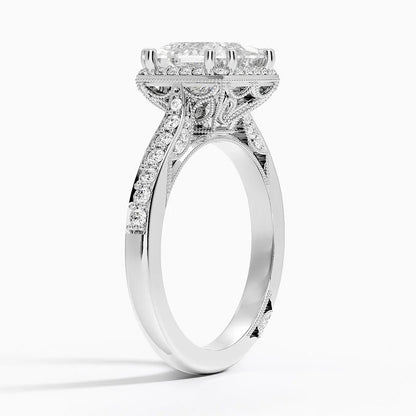 2.50 Prenses Kesim Halo Tasarım Tektaş Laboratuvar Pırlanta Yüzük 18K - Tilara