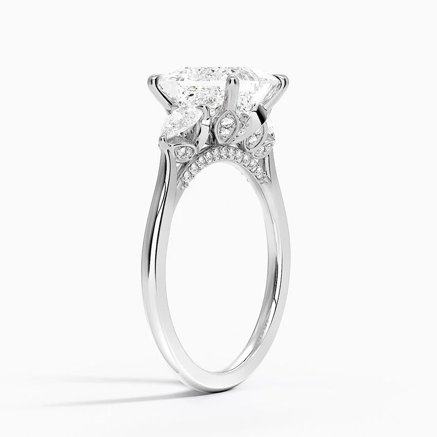 1.60 Carat Princess Halo Design Solitaire Lab Diamond Ring 18K - Florina 