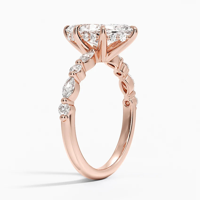 2.50 Karat Marqiuse Kesim Hidden Halo Tasarım Tektaş Laboratuvar Pırlanta Yüzük - Tokyo - Bold Diamonds