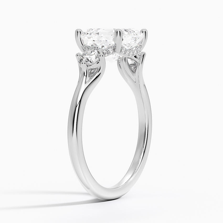 2.50 Asscher Kesim Hidden Halo Tasarım Tektaş Laboratuvar Pırlanta Yüzük 18K - Milora