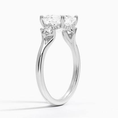 2.50 Asscher Kesim Hidden Halo Tasarım Tektaş Laboratuvar Pırlanta Yüzük 18K - Milora
