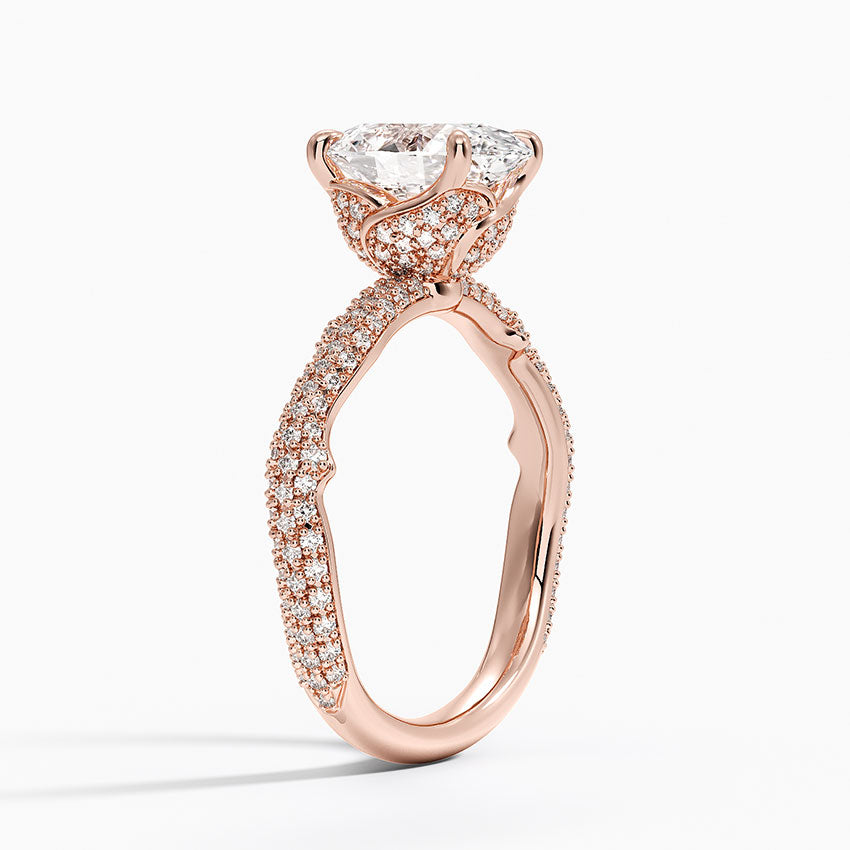 2.75 Karat Oval Kesim Hidden Halo Tasarım Tektaş Laboratuvar Pırlanta Yüzük - Sorrento
