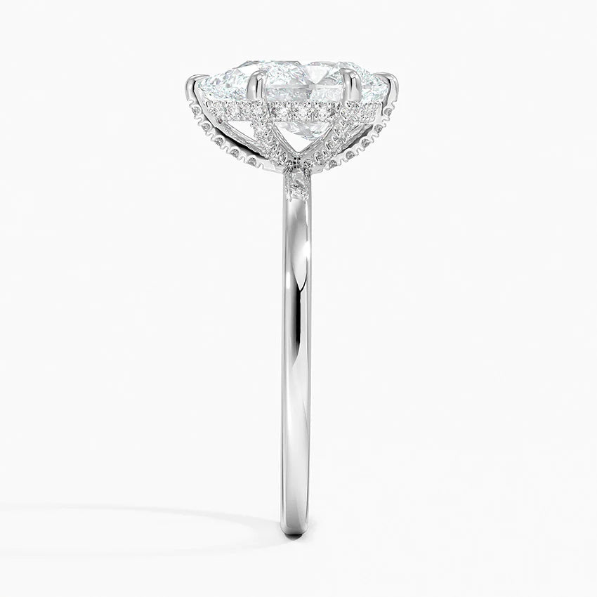 1.60 Carat Princess Halo Design Solitaire Lab Diamond Ring 18K - Florina 
