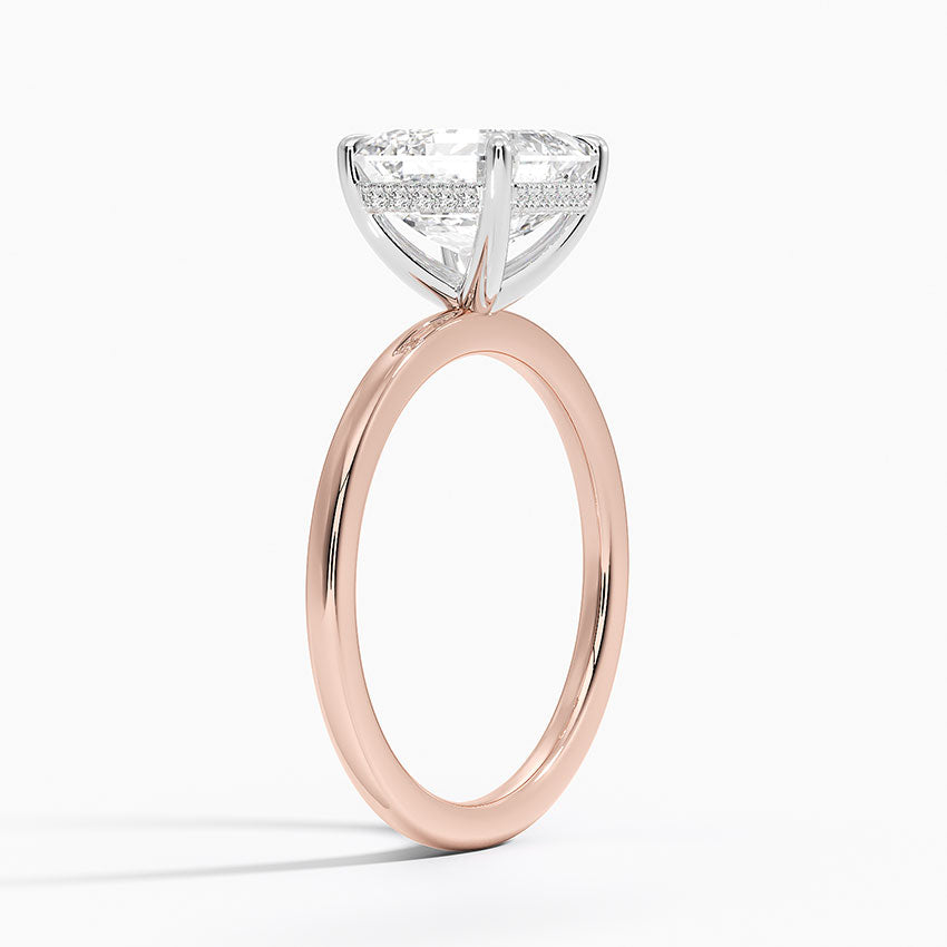 2.10 Karat Asscher Kesim Hidden Halo Tasarım Tektaş Laboratuvar Pırlanta Yüzük 18K  - Elora