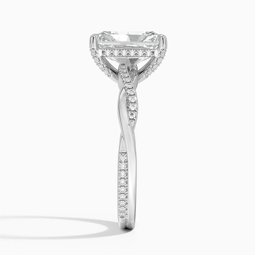 2.25 Karat Radiant Kesim Hidden Halo Tasarım Tektaş Laboratuvar Pırlanta Yüzük  - Riga