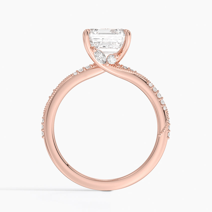 2.25 Karat Asscher Kesim Hidden Halo Tasarım Tektaş Laboratuvar Pırlanta Yüzük 18K  - Melora