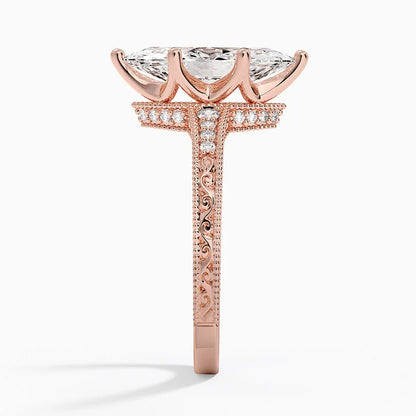 2.15 Marquise Kesim Hidden Halo Tasarım Tektaş Laboratuvar Pırlanta Yüzük - Silora