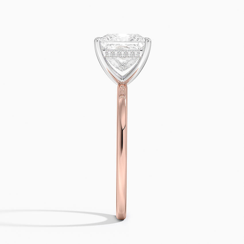 2.10 Karat Prenses Kesim Hidden Halo Tasarım Tektaş Laboratuvar Pırlanta Yüzük 18K  - Elora - Bold Diamonds