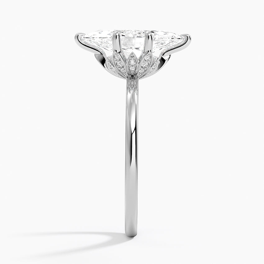 Altı Tırnak 2.15 Karat Marquise Kesim Hidden Halo Tasarım Tektaş Laboratuvar Pırlanta Yüzük - Delora - Bold Diamonds