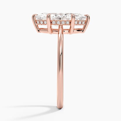 2.10 Marquise Kesim Hidden Halo Tasarım Tektaş Laboratuvar Pırlanta Yüzük - Tilora