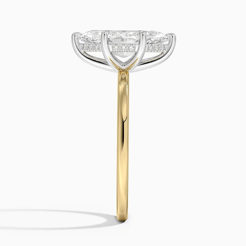 2.10 Karat Marquise Kesim Hidden Halo Tasarım Tektaş Laboratuvar Pırlanta Yüzük 18K  - Elora - Bold Diamonds