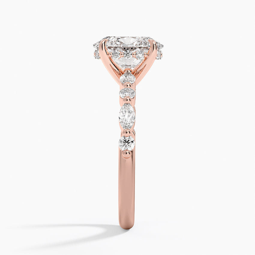 2.50 Karat Oval Kesim Hidden Halo Tasarım Tektaş Laboratuvar Pırlanta Yüzük - Tokyo - Bold Diamonds