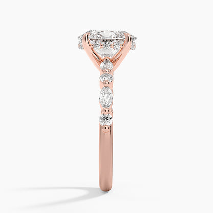 2.50 Karat Oval Kesim Hidden Halo Tasarım Tektaş Laboratuvar Pırlanta Yüzük 18K - Calora