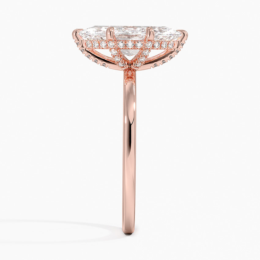 2.15 Karat Marquise Kesim Hidden Halo Tasarım Tektaş Laboratuvar Pırlanta Yüzük - Gilora - Bold Diamonds