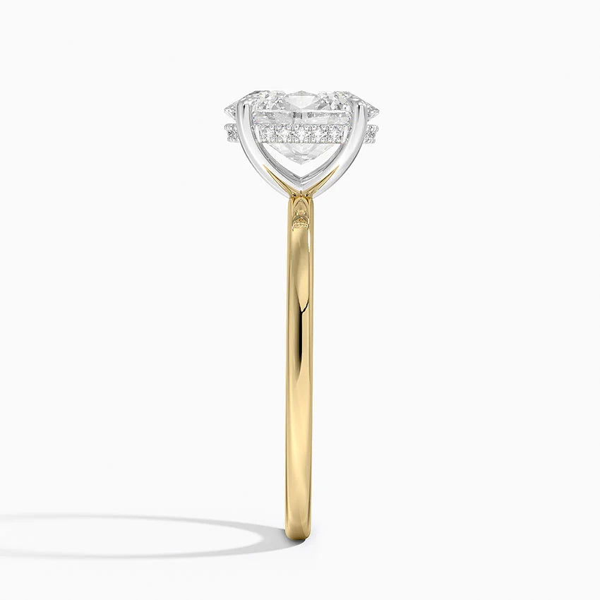 2.10 Karat Oval Kesim Hidden Halo Tasarım Tektaş Laboratuvar Pırlanta Yüzük 18K  - Elora - Bold Diamonds