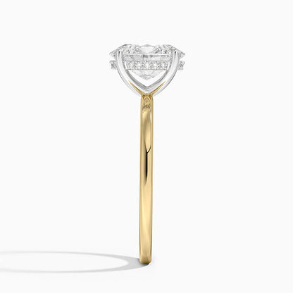 2.10 Karat Oval Kesim Hidden Halo Tasarım Tektaş Laboratuvar Pırlanta Yüzük 18K  - Elora - Bold Diamonds