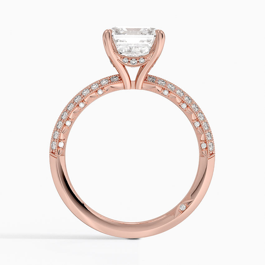 2.50 Karat Emerald Kesim Hidden Halo Tasarım Tektaş Laboratuvar Pırlanta Yüzük - Geneva
