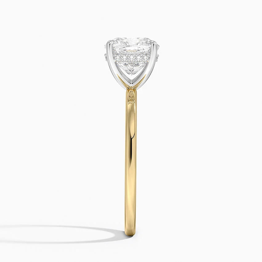 2.10 Karat Cushion Kesim Hidden Halo Tasarım Tektaş Laboratuvar Pırlanta Yüzük 18K  - Elora - Bold Diamonds