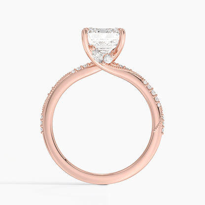 2.25 Karat Emerald Kesim Hidden Halo Tasarım Tektaş Laboratuvar Pırlanta Yüzük 18K  - Melora