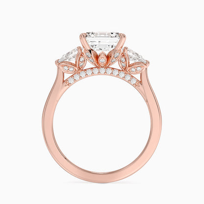 2.75 Karat Asscher Kesim Hidden Halo Tasarım Tektaş Laboratuvar Pırlanta Yüzük 18K - Calora