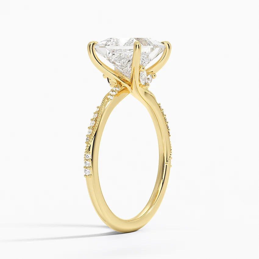 2.25 Karat Prenses Kesim Hidden Halo Tasarım Tektaş Laboratuvar Pırlanta Yüzük 18K  - Melora - Bold Diamonds