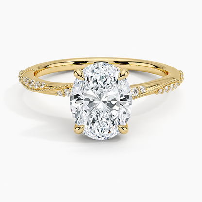 2.25 Karat Oval Kesim Hidden Halo Tasarım Tektaş Laboratuvar Pırlanta Yüzük 18K  - Melora