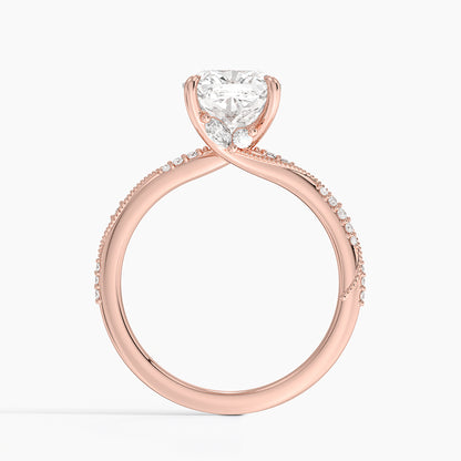 2.25 Karat Cushion Kesim Hidden Halo Tasarım Tektaş Laboratuvar Pırlanta Yüzük 18K  - Melora