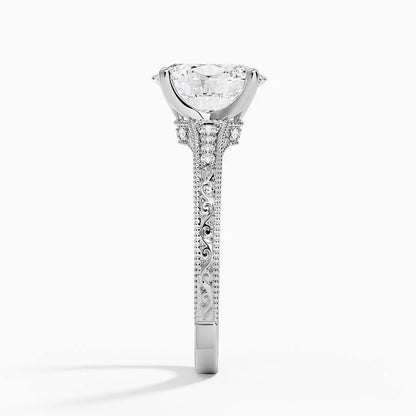 2.15 Oval Kesim Hidden Halo Tasarım Tektaş Laboratuvar Pırlanta Yüzük - Silora