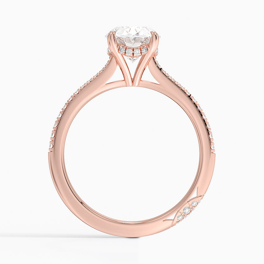 2.25 Karat Oval Hidden Halo Tasarım Tektaş Laboratuvar Pırlanta Yüzük - Milara