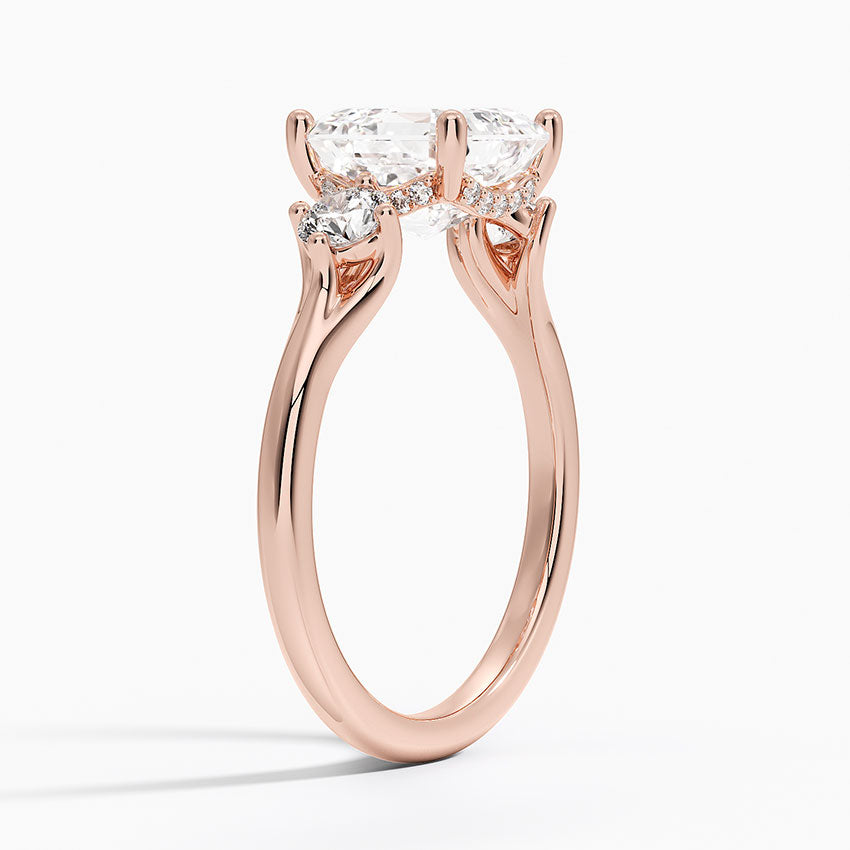 2.50 Asscher Kesim Hidden Halo Tasarım Tektaş Laboratuvar Pırlanta Yüzük 18K - Milora