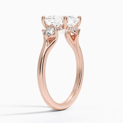 2.50 Asscher Kesim Hidden Halo Tasarım Tektaş Laboratuvar Pırlanta Yüzük 18K - Milora