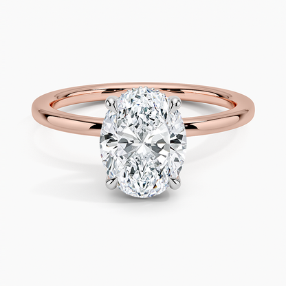 2.10 Karat Oval Kesim Hidden Halo Tasarım Tektaş Laboratuvar Pırlanta Yüzük 18K  - Elora - Bold Diamonds