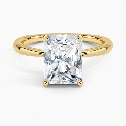 2.10 Karat Radiant Kesim Hidden Halo Tasarım Tektaş Laboratuvar Pırlanta Yüzük 18K  - Alvora - Bold Diamonds