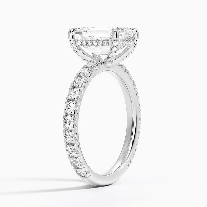 2.75 Karat Emerald Kesim Hidden Halo Tasarım Tektaş Laboratuvar Pırlanta Yüzük 18K  - Selora - Bold Diamonds