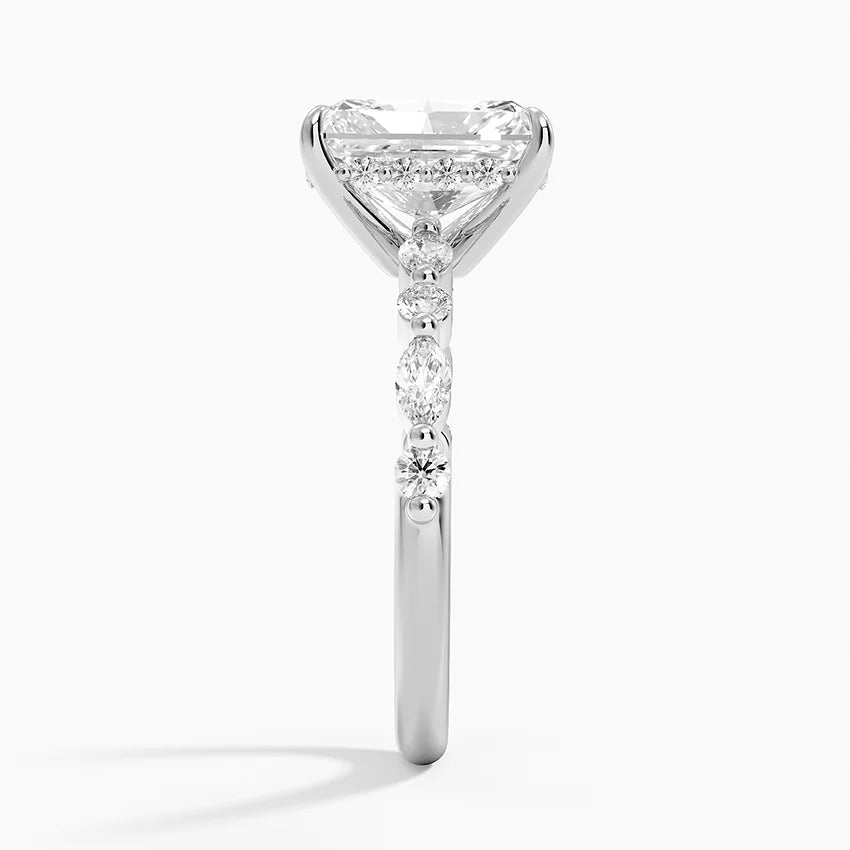 2.50 Karat Radiant Kesim Hidden Halo Tasarım Tektaş Laboratuvar Pırlanta Yüzük - Tokyo - Bold Diamonds