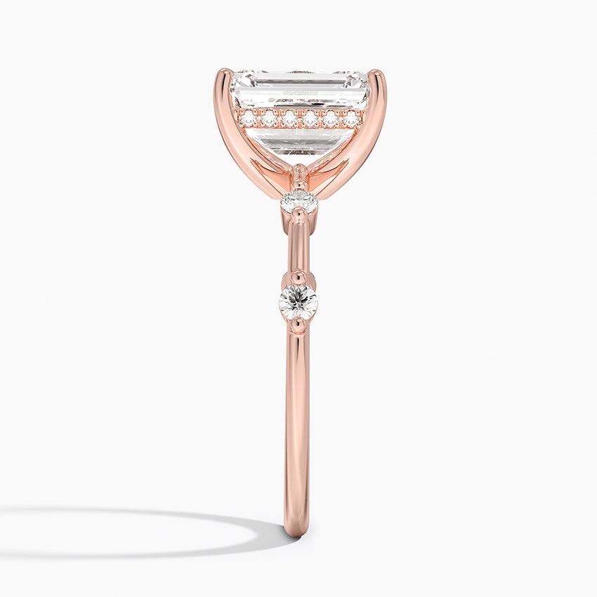 2.20 Karat Emerald Kesim Hidden Halo Tasarım Tektaş Laboratuvar Pırlanta Yüzük - Nice
