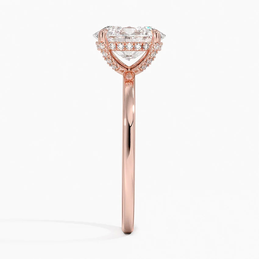 2.15 Karat Oval Kesim Hidden Halo Tasarım Tektaş Laboratuvar Pırlanta Yüzük - Gilora - Bold Diamonds
