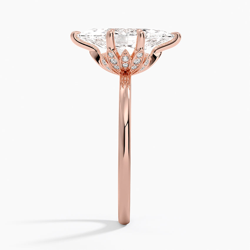 Altı Tırnak 2.15 Karat Marquise Kesim Hidden Halo Tasarım Tektaş Laboratuvar Pırlanta Yüzük - Delora - Bold Diamonds