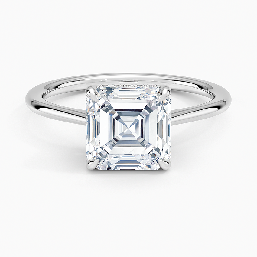 2.10 Karat Asscher Kesim Hidden Halo Tasarım Tektaş Laboratuvar Pırlanta Yüzük - Monaco