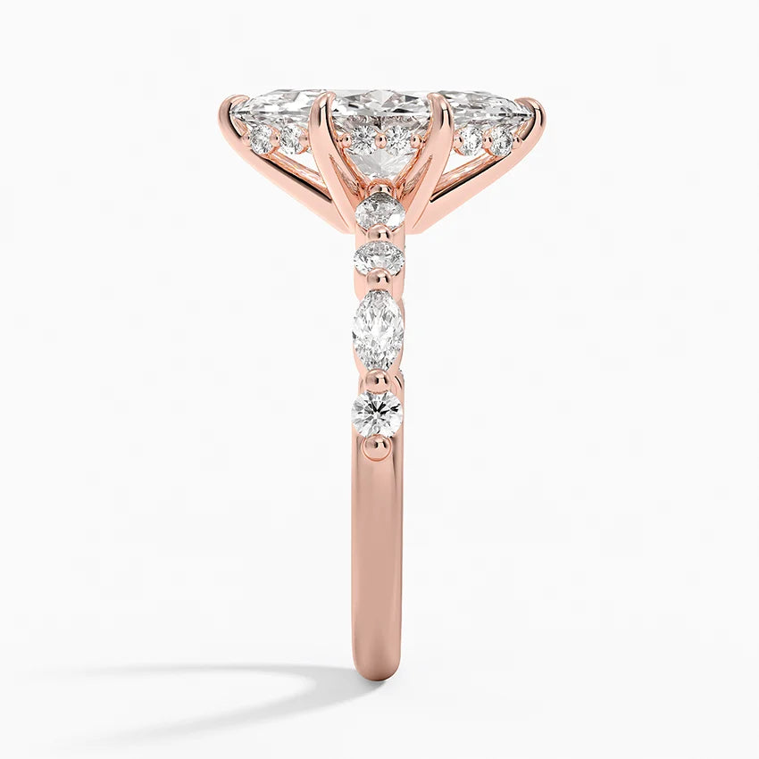 2.50 Karat Marqiuse Kesim Hidden Halo Tasarım Tektaş Laboratuvar Pırlanta Yüzük - Tokyo - Bold Diamonds