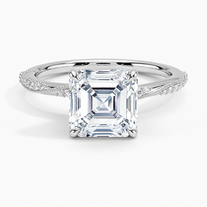 2.25 Karat Asscher Kesim Hidden Halo Tasarım Tektaş Laboratuvar Pırlanta Yüzük 18K  - Melora - Bold Diamonds
