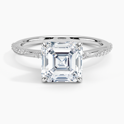 2.25 Karat Asscher Kesim Hidden Halo Tasarım Tektaş Laboratuvar Pırlanta Yüzük 18K  - Melora