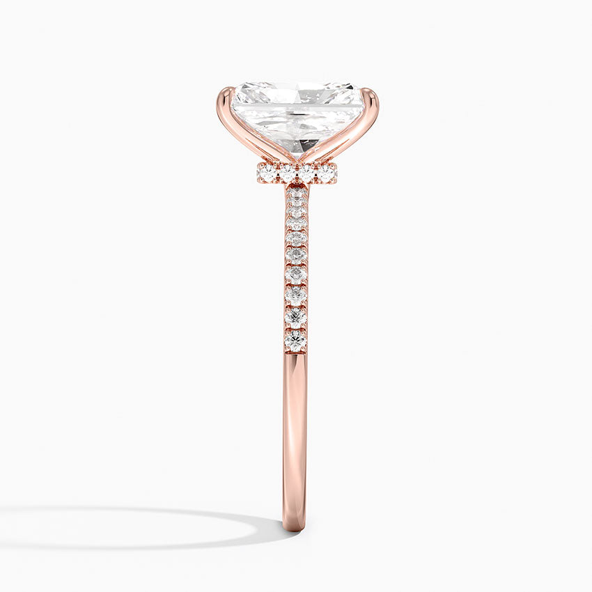 2.25 Karat Radiant Kesim Hidden Halo Tasarım Tektaş Laboratuvar Pırlanta Yüzük - Filora - Bold Diamonds