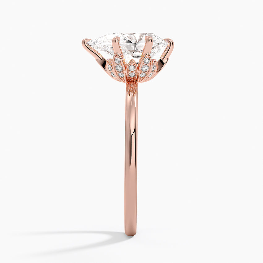 Altı Tırnak 2.15 Karat Damla Kesim Hidden Halo Tasarım Tektaş Laboratuvar Pırlanta Yüzük - Delora - Bold Diamonds
