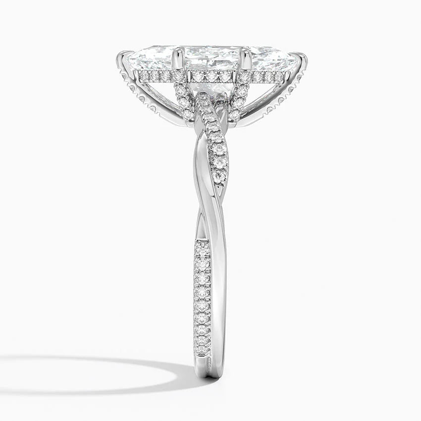2.25 Karat Marquise Kesim Hidden Halo Tasarım Tektaş Laboratuvar Pırlanta Yüzük  - Riga